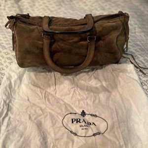 RARE!! PRADA SUEDE SATCHEL BROWN.